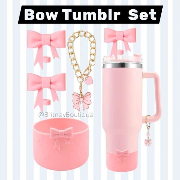 Other - Pink Bow Tumbler Set